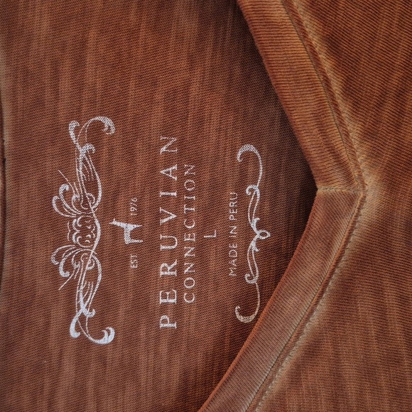 NWT Peruvian Connection Oxide Katia Long Sleeve Tee V Neck Burnt Orange Large - Picture 4 of 7